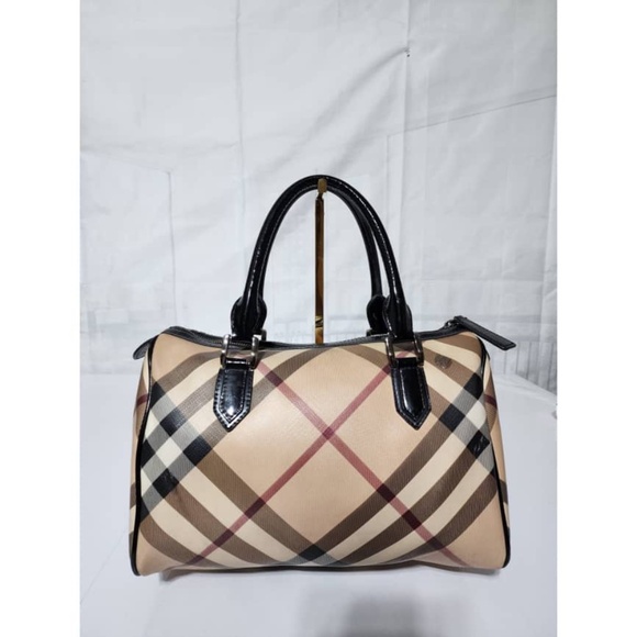 Authentic BURBERRY Nova Check Coated Canvas Shoulder Bag Beige/Black - Picture 1 of 16